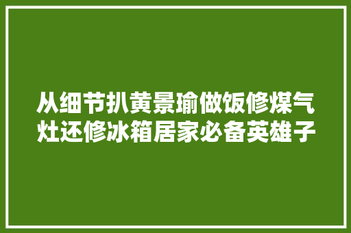 从细节扒黄景瑜做饭修煤气灶还修冰箱居家必备英雄子