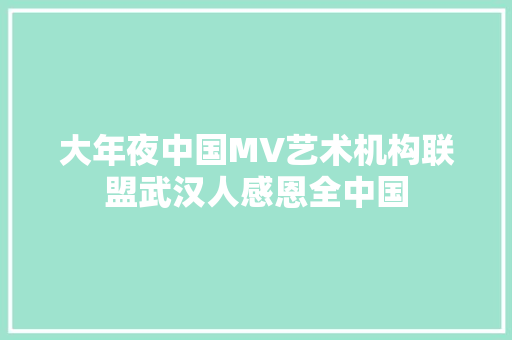 大年夜中国MV艺术机构联盟武汉人感恩全中国