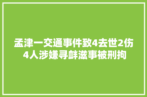 孟津一交通事件致4去世2伤 4人涉嫌寻衅滋事被刑拘