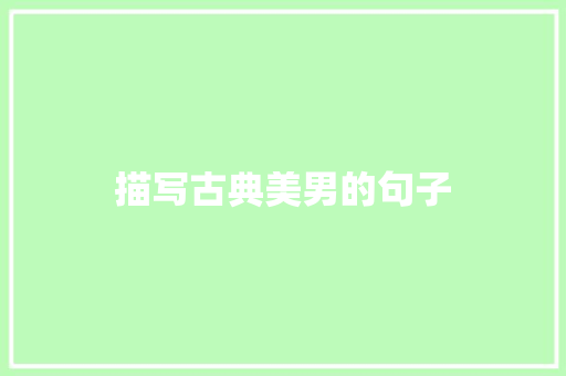 描写古典美男的句子