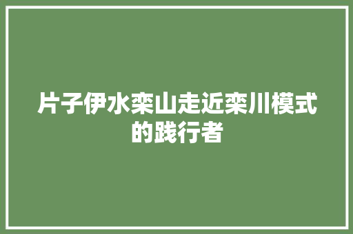 片子伊水栾山走近栾川模式的践行者