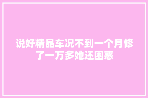 说好精品车况不到一个月修了一万多她还困惑