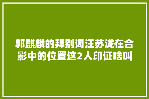 郭麒麟的拜别词汪苏泷在合影中的位置这2人印证啥叫真绅士人