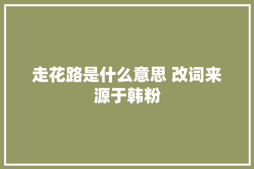 走花路是什么意思 改词来源于韩粉