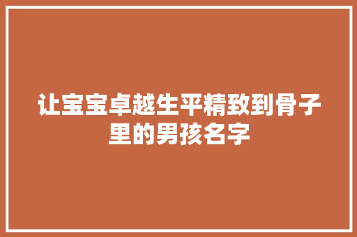 让宝宝卓越生平精致到骨子里的男孩名字