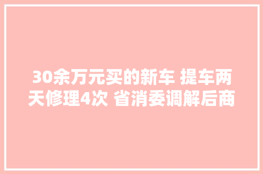 30余万元买的新车 提车两天修理4次 省消委调解后商家赞同全额退款