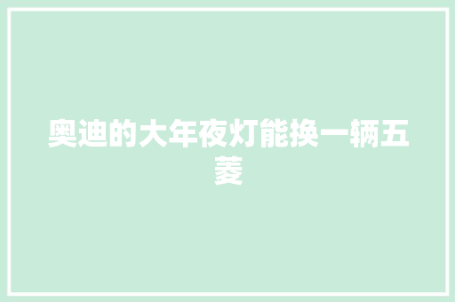 奥迪的大年夜灯能换一辆五菱