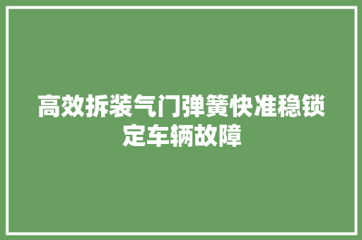 高效拆装气门弹簧快准稳锁定车辆故障