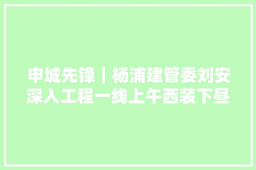 申城先锋｜杨浦建管委刘安深入工程一线上午西装下昼工装