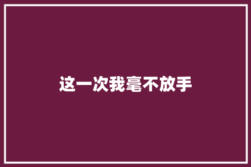 这一次我毫不放手