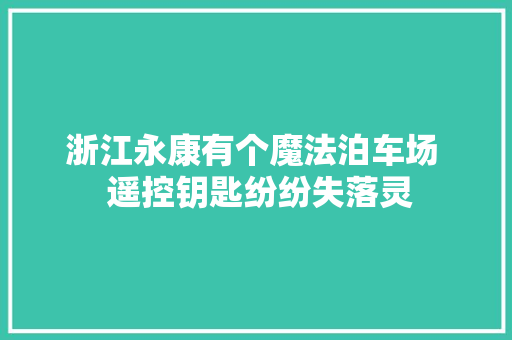 浙江永康有个魔法泊车场  遥控钥匙纷纷失落灵