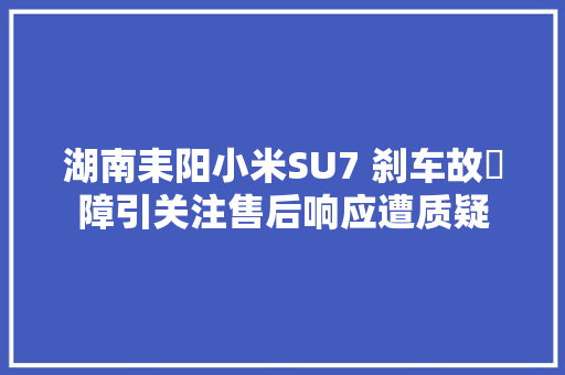 湖南耒阳小米SU7 刹车故‌障引关注售后响应遭质疑