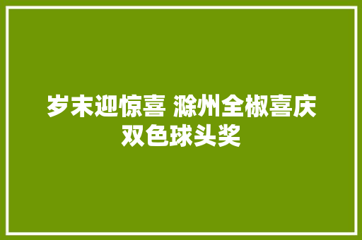 岁末迎惊喜 滁州全椒喜庆双色球头奖 汽车知识
