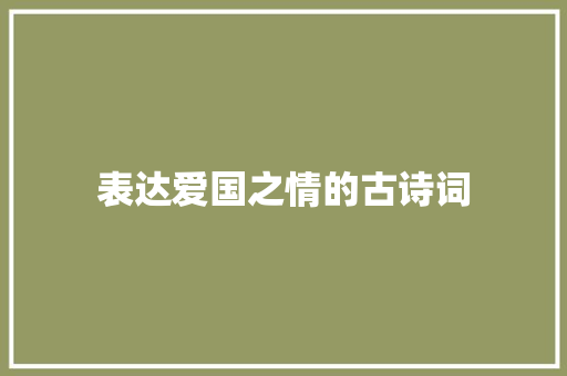 表达爱国之情的古诗词