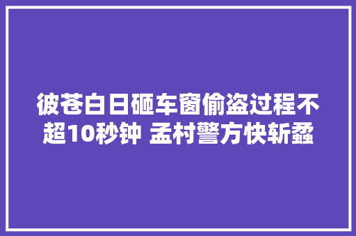 彼苍白日砸车窗偷盗过程不超10秒钟 孟村警方快斩蟊贼黑手