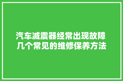 汽车减震器经常出现故障 几个常见的维修保养方法