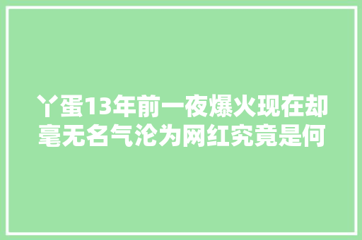 丫蛋13年前一夜爆火现在却毫无名气沦为网红究竟是何原因