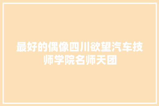 最好的偶像四川欲望汽车技师学院名师天团