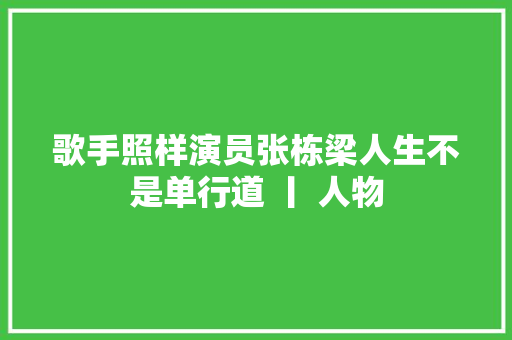 歌手照样演员张栋梁人生不是单行道 丨 人物