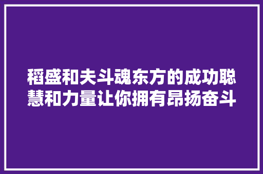 稻盛和夫斗魂东方的成功聪慧和力量让你拥有昂扬奋斗之魂