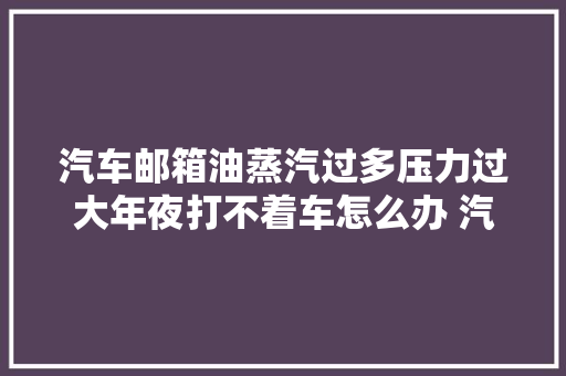 汽车邮箱油蒸汽过多压力过大年夜打不着车怎么办 汽修