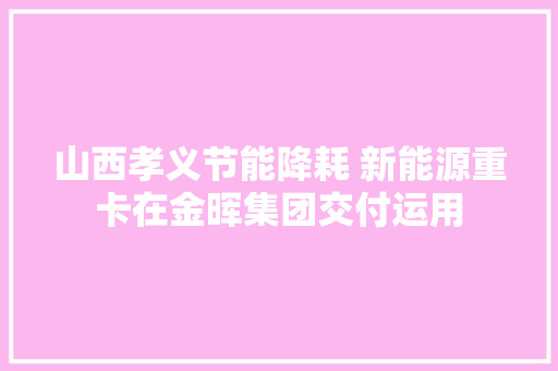 山西孝义节能降耗 新能源重卡在金晖集团交付运用