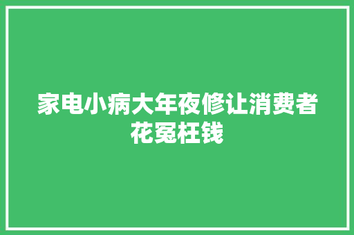 家电小病大年夜修让消费者花冤枉钱