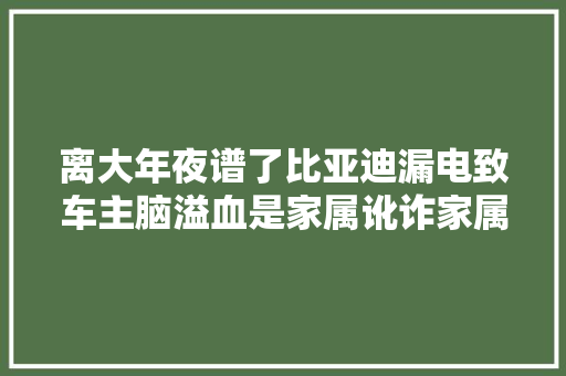 离大年夜谱了比亚迪漏电致车主脑溢血是家属讹诈家属的诉求曝光