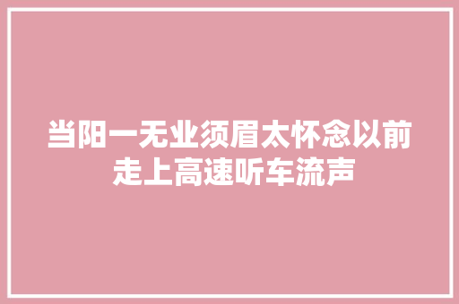 当阳一无业须眉太怀念以前 走上高速听车流声