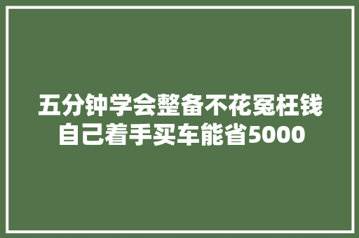 五分钟学会整备不花冤枉钱自己着手买车能省5000