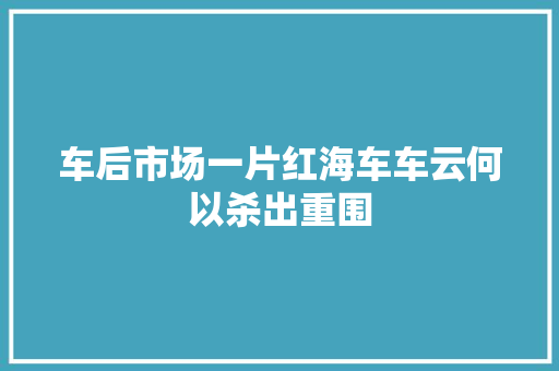 车后市场一片红海车车云何以杀出重围