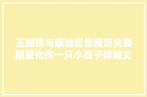 王颜晴与蔡旭哲是模范夫妻期望化作一只小燕子伴随丈夫一路飞