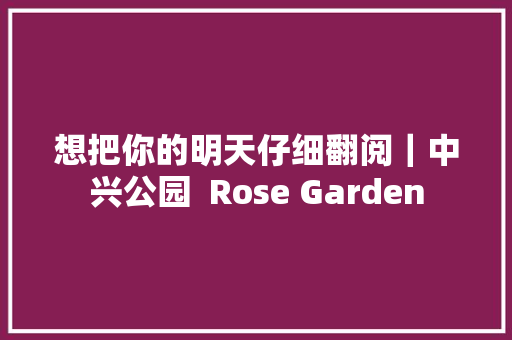 想把你的明天仔细翻阅｜中兴公园  Rose Garden