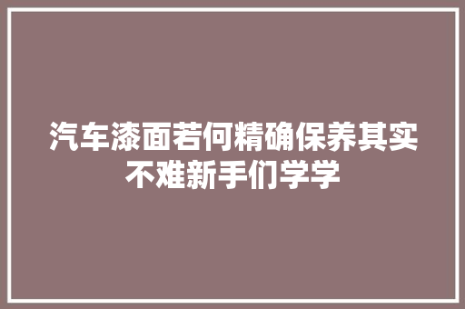 汽车漆面若何精确保养其实不难新手们学学