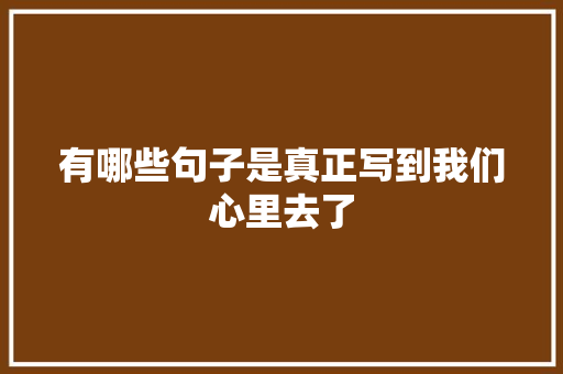 有哪些句子是真正写到我们心里去了