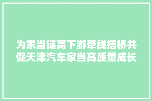 为家当链高下游牵线搭桥共促天津汽车家当高质量成长天津市举办汽车家当撮合对接会