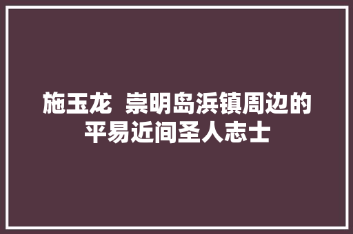 施玉龙  崇明岛浜镇周边的平易近间圣人志士
