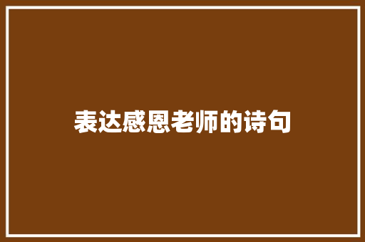 表达感恩老师的诗句