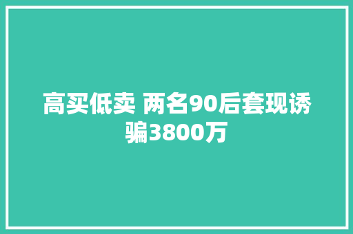 高买低卖 两名90后套现诱骗3800万