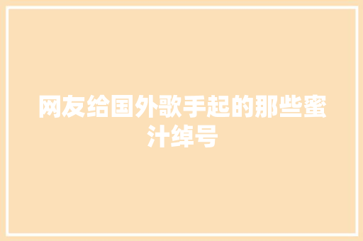 网友给国外歌手起的那些蜜汁绰号