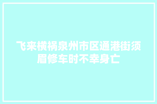飞来横祸泉州市区通港街须眉修车时不幸身亡