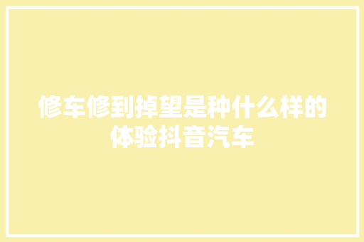 修车修到掉望是种什么样的体验抖音汽车