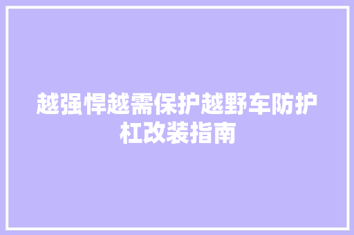 越强悍越需保护越野车防护杠改装指南
