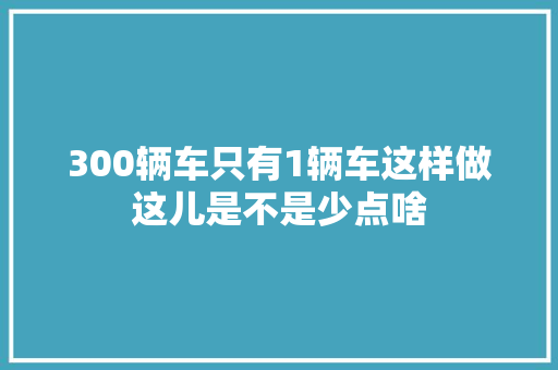 300辆车只有1辆车这样做这儿是不是少点啥