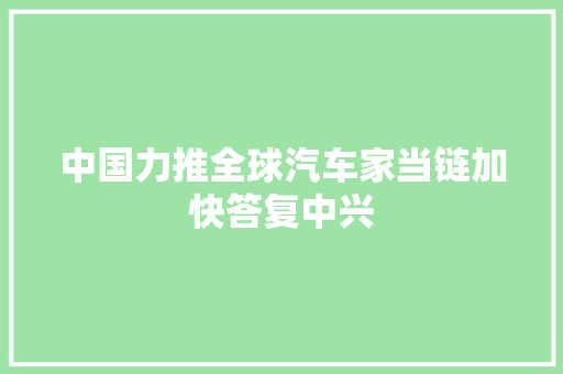 中国力推全球汽车家当链加快答复中兴
