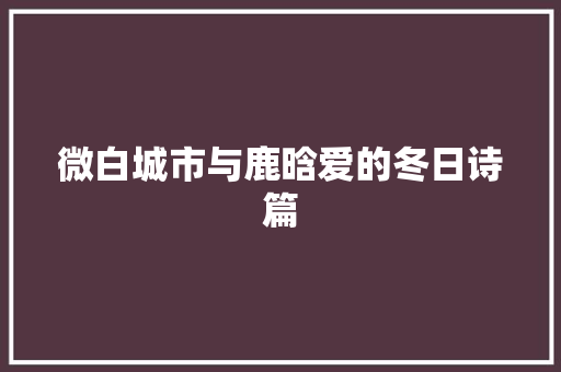 微白城市与鹿晗爱的冬日诗篇