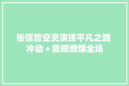 张信哲空灵演绎平凡之路 冲动＋震撼燃爆全场