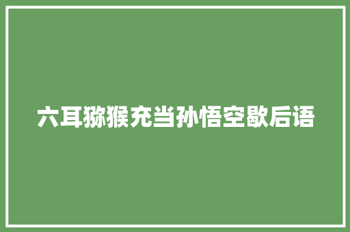 六耳猕猴充当孙悟空歇后语