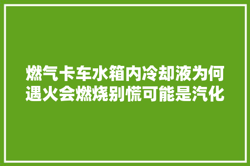 燃气卡车水箱内冷却液为何遇火会燃烧别慌可能是汽化器泄漏了