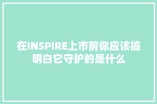 在INSPIRE上市前你应该搞明白它守护的是什么